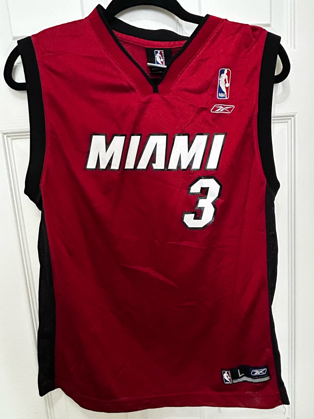 Reebok Miami Heat Red #3 Wade Basketball Jersey L